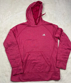 Adidas Womens Medium Ultimate Hoodie Pink ClimaWarm Pullover Athletic Sweatshirt